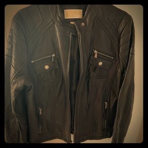 Black leather moto jacket